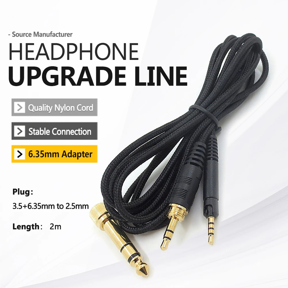 3.5MM + 6.35MM to 2.5MM Upgrade Cable Audio Replacement Cable for