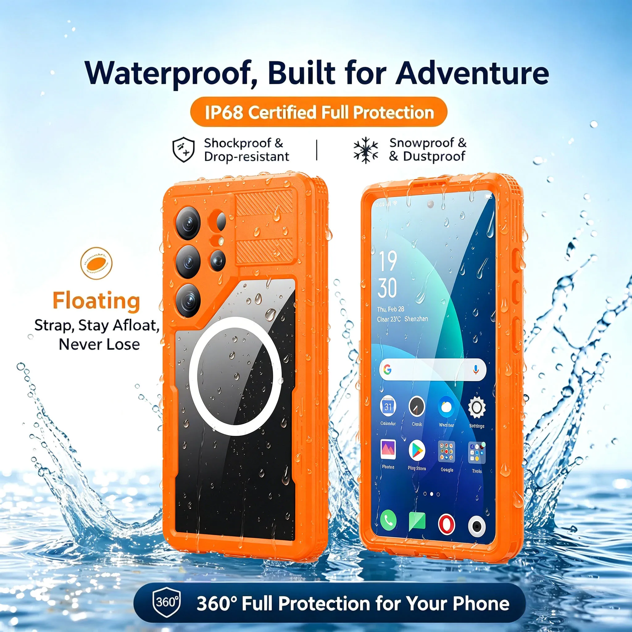 All-Round Protection IP68 Waterproof Magnetic Phone Case with MagSafe and Dustproof Features