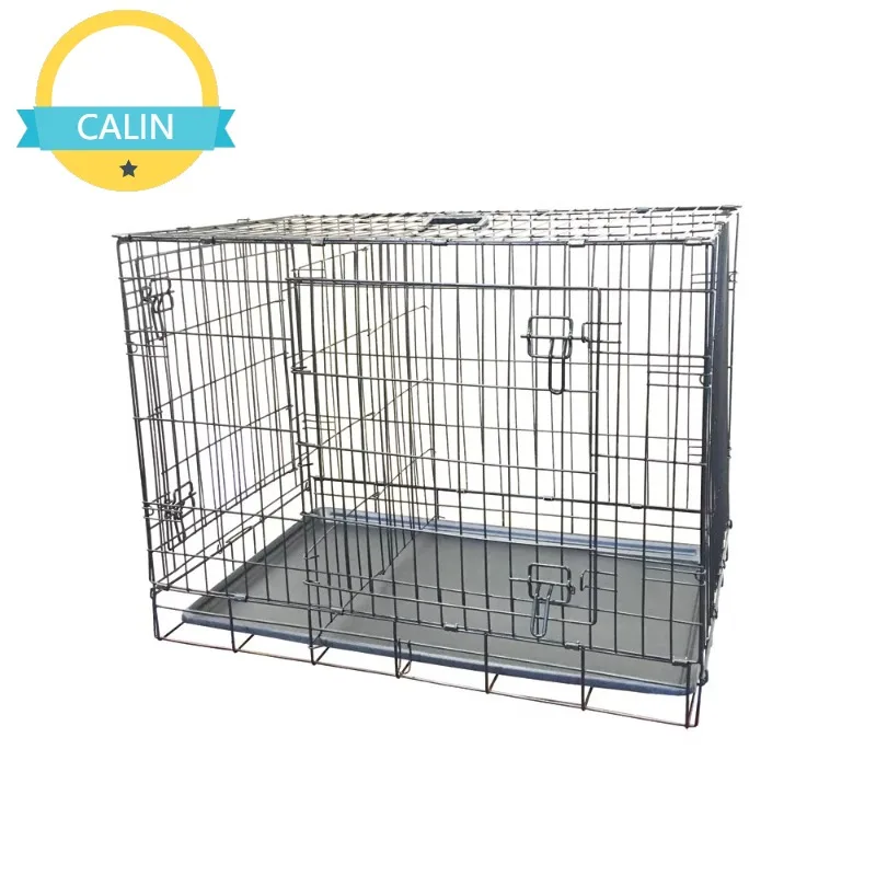 

KennelMaster Double Door Folding Wire Dog Crate, Black, X-Small, 24"L