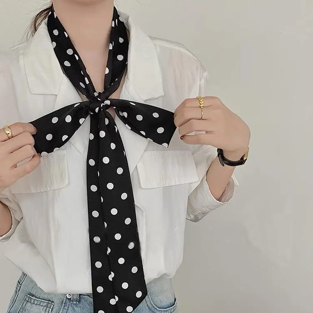 2025 Luxury Ribbon Polka Dot Scarf Satin Hijab Fashion Wraps Hair Bands Ribbon Headband Bandann Polka Dot Scarf Printed Scarf