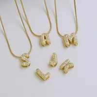 Collier délicat en Zircon avec petite lettre initiale pour femmes, plaqué or, chaîne serpent en acier inoxydable, ras du cou, pendentifs Alphabet 5