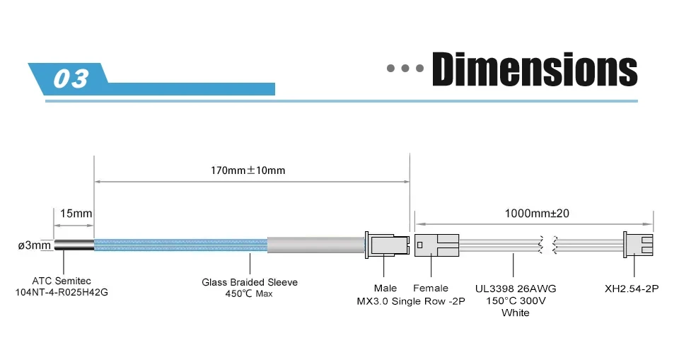 R Trianglelab ATC Semitec 104GT-2 104NT-4-R025H42G Thermistor-Kartusche Hochtemperatur 280 ℃ für ED V6 Volcano Heizblock – Detail 29