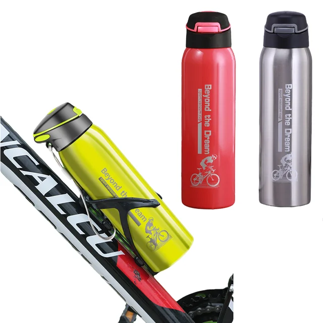 500ML Bicycle Water Bottle Walled Simple Thermo Mug Insulated With Straw Vacuum Stainless Steel Cycling Water Bottle Double