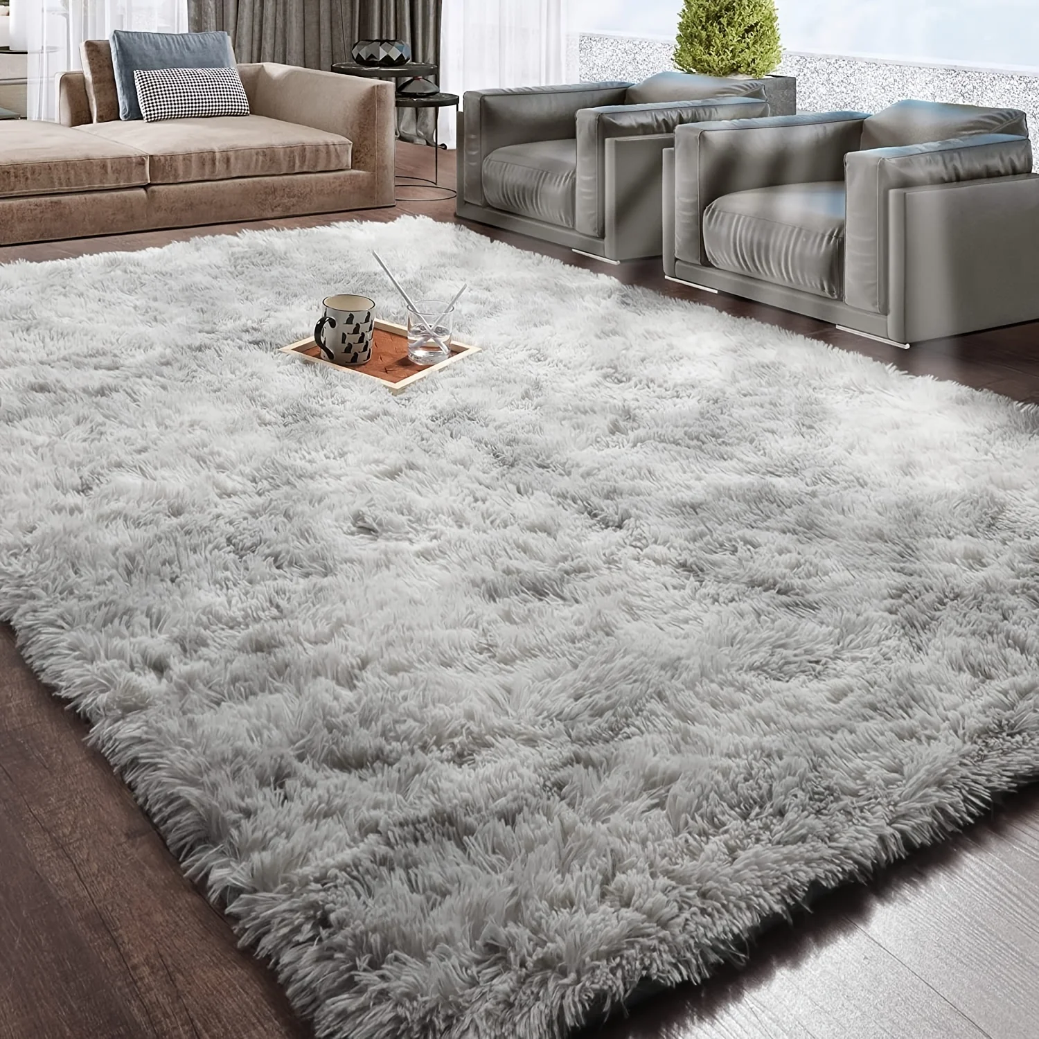 

1pc Furry Floor Mat,Modern Bedroom Area Rug Non-Slip Large Fluffy Shaggy Indoor Carpet,For Home Living Room Decor (78.7*110.2in)