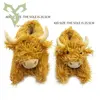 Highland Cattle Slippers Plush Scottish Cow Slippers Brown Fluffy Fur Home Slippers Winter Warm Kawaii Flat Animal Slides Shoes 5