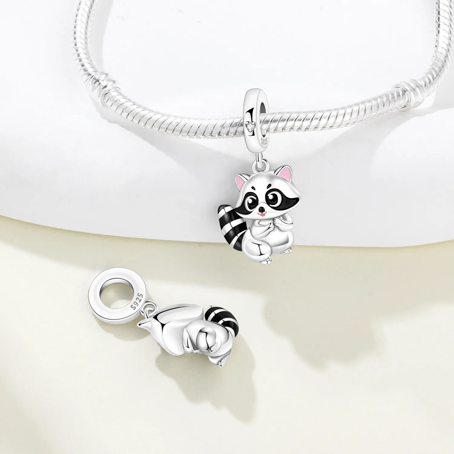 CYCUFF Dije Espaciador De Clip Para Pulsera De Plata De Ley 925 Pavé Con Circonita Cúbica