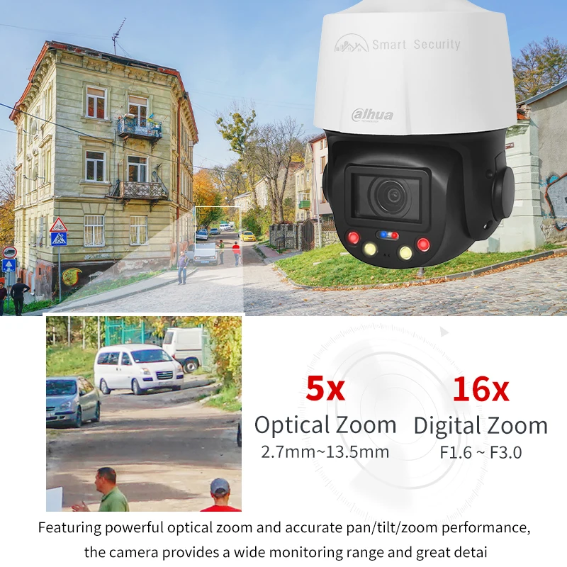 Dahua 4MP Smart Sound & Light Alarm PTZ Camera Outdoor Two-Way Talk IR 50m Optical Zoom SD3E405DB-GNY-A-PV1 SD3E410DB-GNY-A-PV1 5