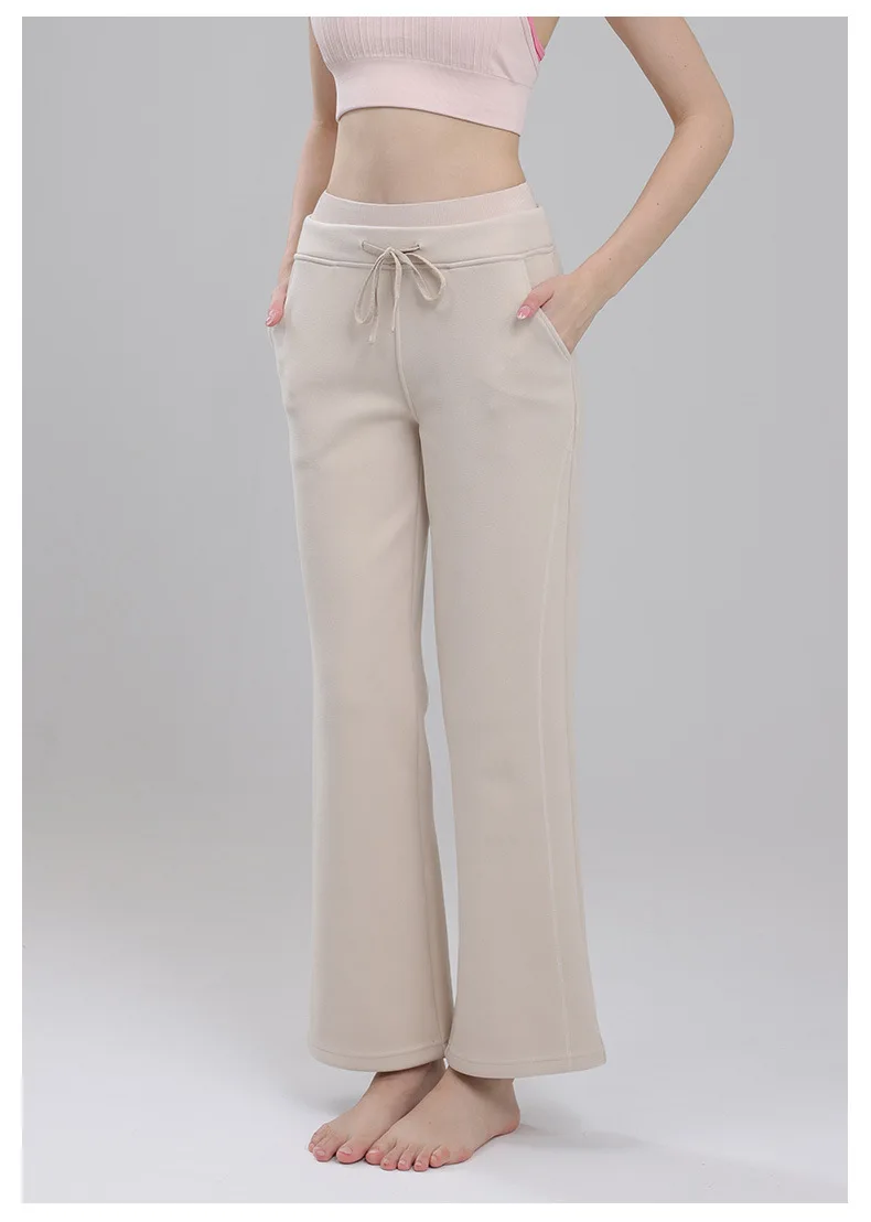 Sports Long Pants Women Loose Slim Fitness Training Pants Running High Waist Casual Yoga Wide Leg Drawstring Soft
