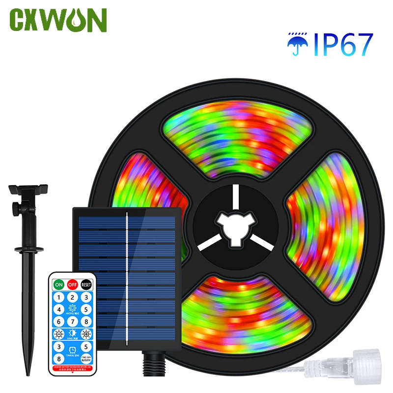 2835LED Solar Strip Lights Outdoor Fairy Leather Thread Lamp RGB 8 Mode Lighting for Christmas Decorative 2023 Wedding Party 2023 new tennis competition scoreboard daily training ball scoring mode led scoreboard