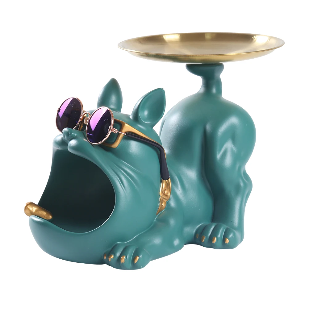 Pitbull Key Storage Tray Resin Crafts Animal Sculpture Storage Tray for Living Room Hallway Home Decoration