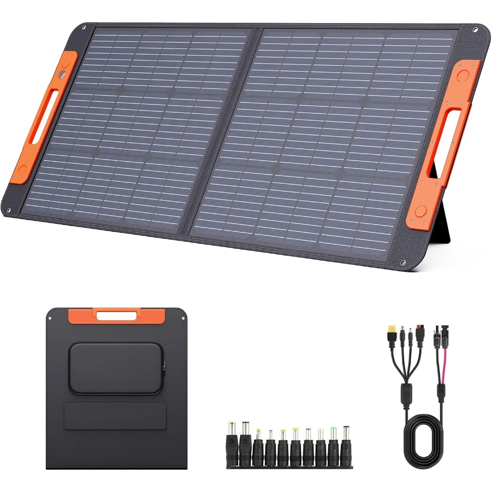 Portable Solar Panel, Foldable Solar Charger with Cable, USB Output, 23.5% Efficient, IP67 Waterproof, 100 W, 20V