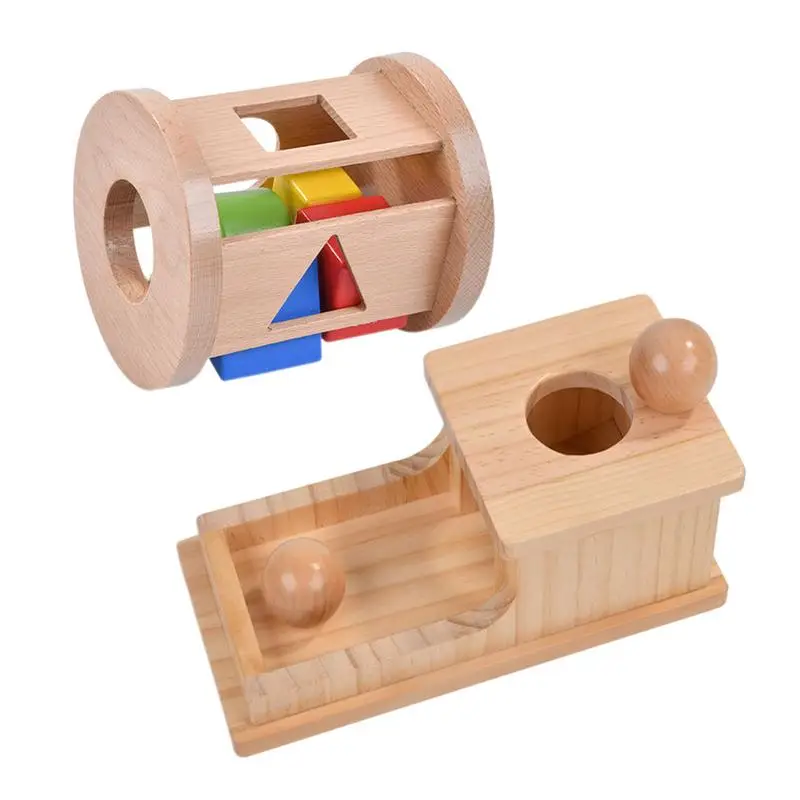

Montessori Object Permanence Box Wooden Ball Drop Box Educational Fun Toy For Babies 6-12 Months Develop Problem-Solving Skills