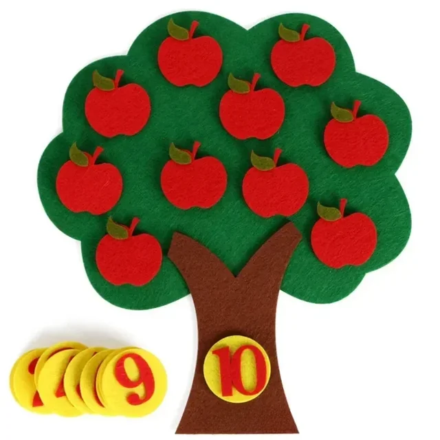 New Felt Non-woven Children's Jigsaw Puzzle Handmade Carrot Apple Tree Digital Teaching AIDS Montessori Toys Baby Toys Toddler 4