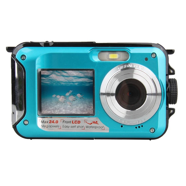 Waterproof Anti-Shake Digital Camera 1080P Full HD 2.4MP Dual Screen Selfie Video Recorder LED Fill Light 16x Zoom Function digital camera with wifi Digital Cameras