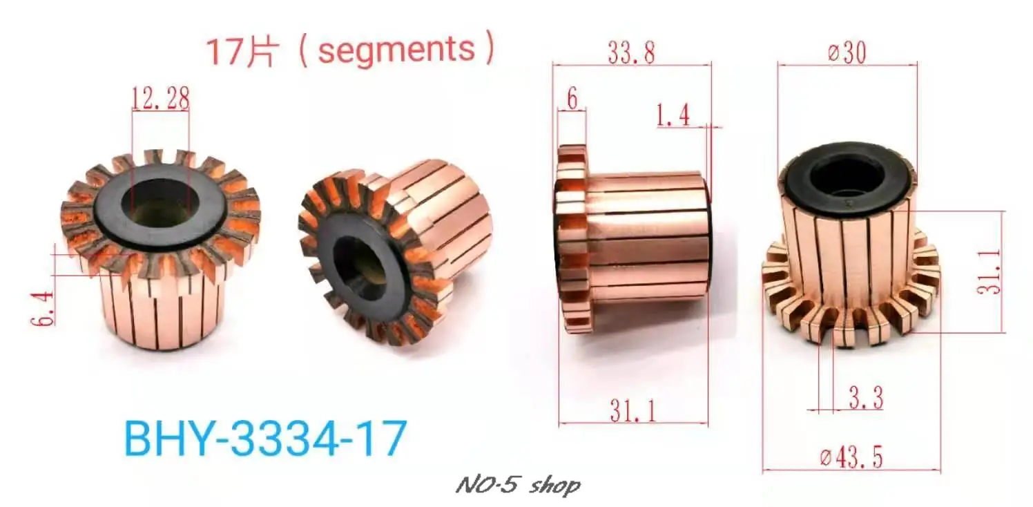 

5pcs 30x12.28x31.1(33.8)x17P Copper Bars Electric Motor Commutator