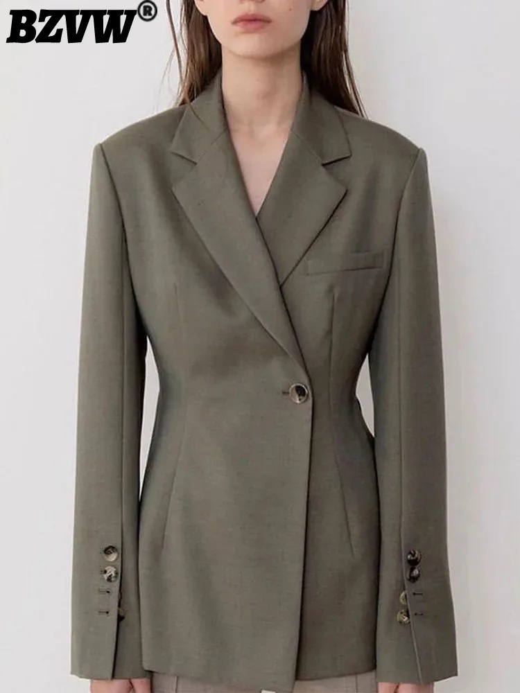 

BZVW Temperament Office Lady Designer Blazer For Women 2023 Long Sleeve High-end Trendy Blazers Jacket Female Autumn New 25X3285