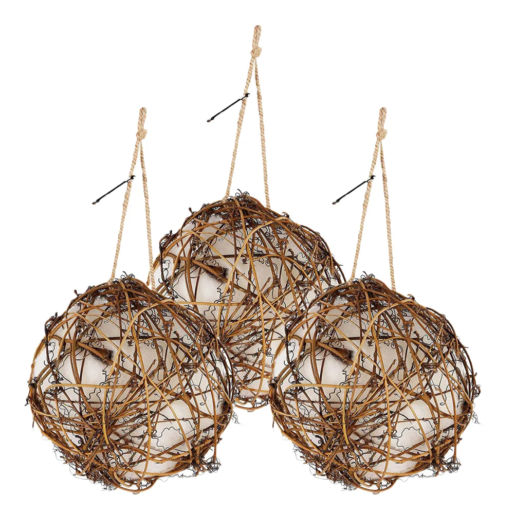 

3 Pcs Hummingbird Nest Builder Feeders Nesting Balls Garden Outdoor Houses for outside Cotton Hanging Roosting Pocket