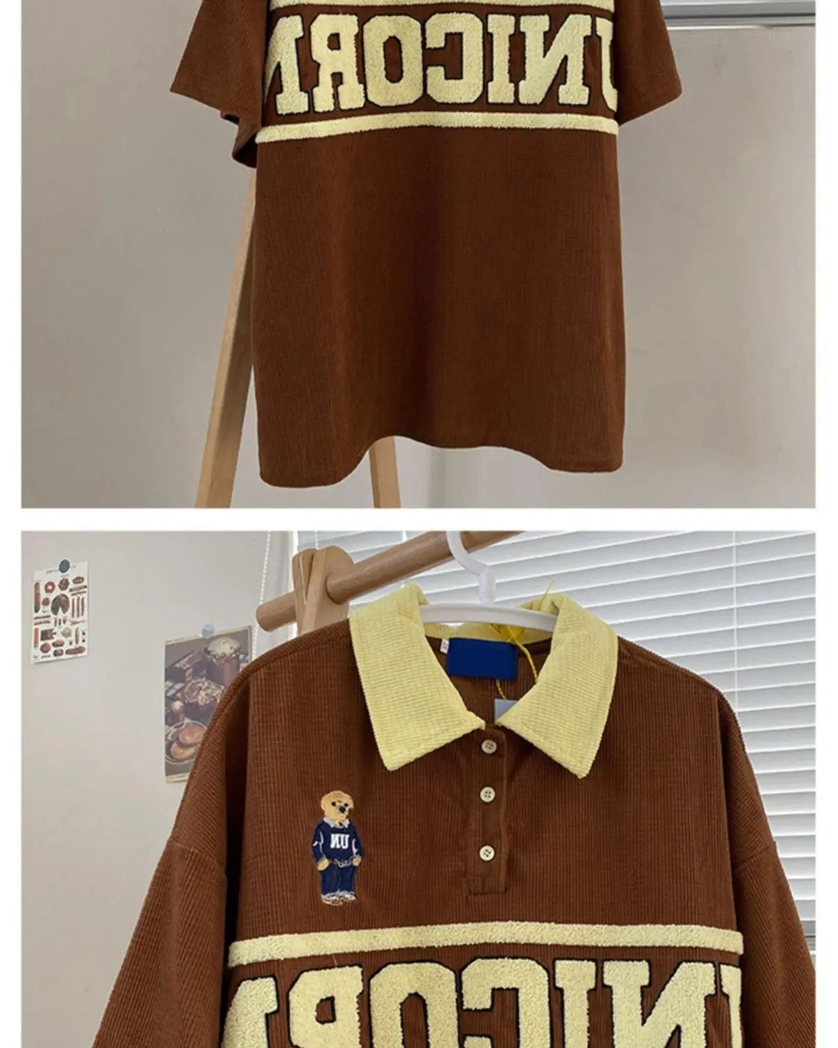 Men's Waffle Bear Polo Shirt Short Sleeve T-shirt Women's
