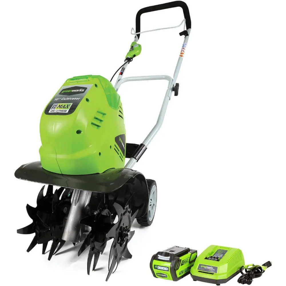 40V 10" Cordless Tiller / Cultivator, 4.0Ah Battery and Charger Included