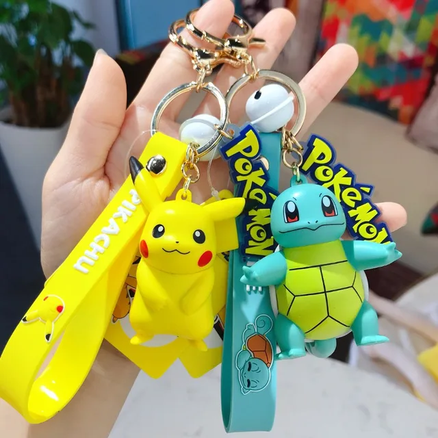 Pokemon action figure Pikachu Charmander Snorlax Squirtle Anime Pokemon Fashion Keychain Bag Keyring Pendant Birthday Gifts 2