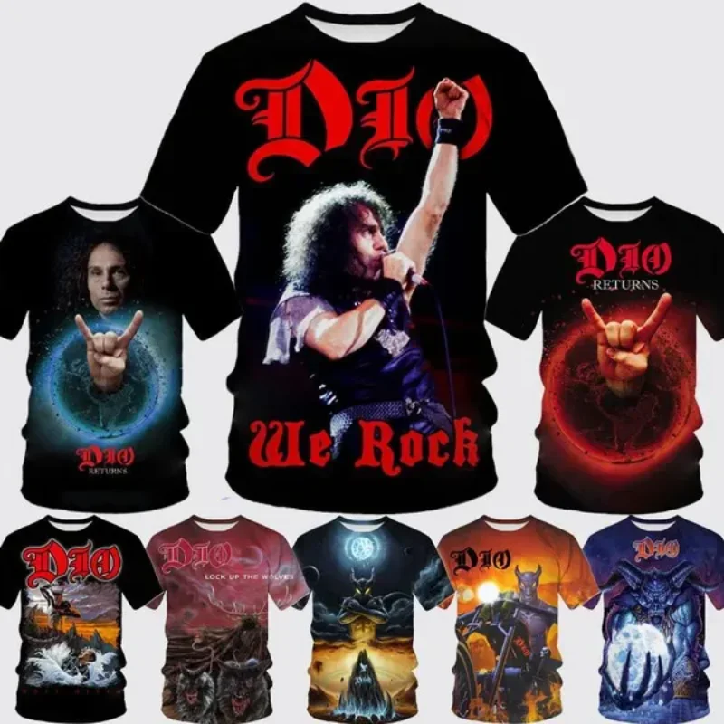 Fashion Men Clothing New Metal Rock Dio Band 3D Print T-shirt Hip