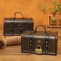 Premium Wooden Storage Box Wood Wooden Suitcase Jewelry Holder Photography Props Wooden Pirate Jewelry Storage Box 2