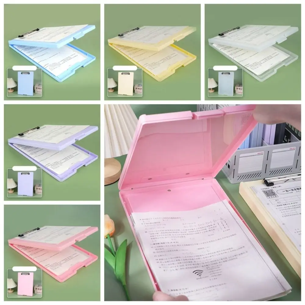 

Writing Clipboard A4 File Clipboard Box Case 6 Color Large Capacity A4 File Folder Memo Clip Board Waterproof Test Paper
