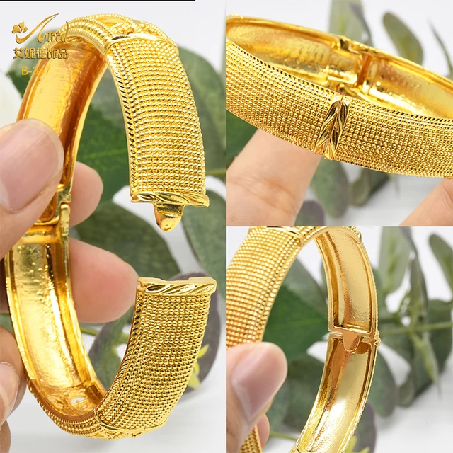 Luxury Dubai Gold Color Bangles For Women 24K Gold Plated Indian African Bracelets Charm Wedding Ethiopian Arabic Hand Jewelry 4