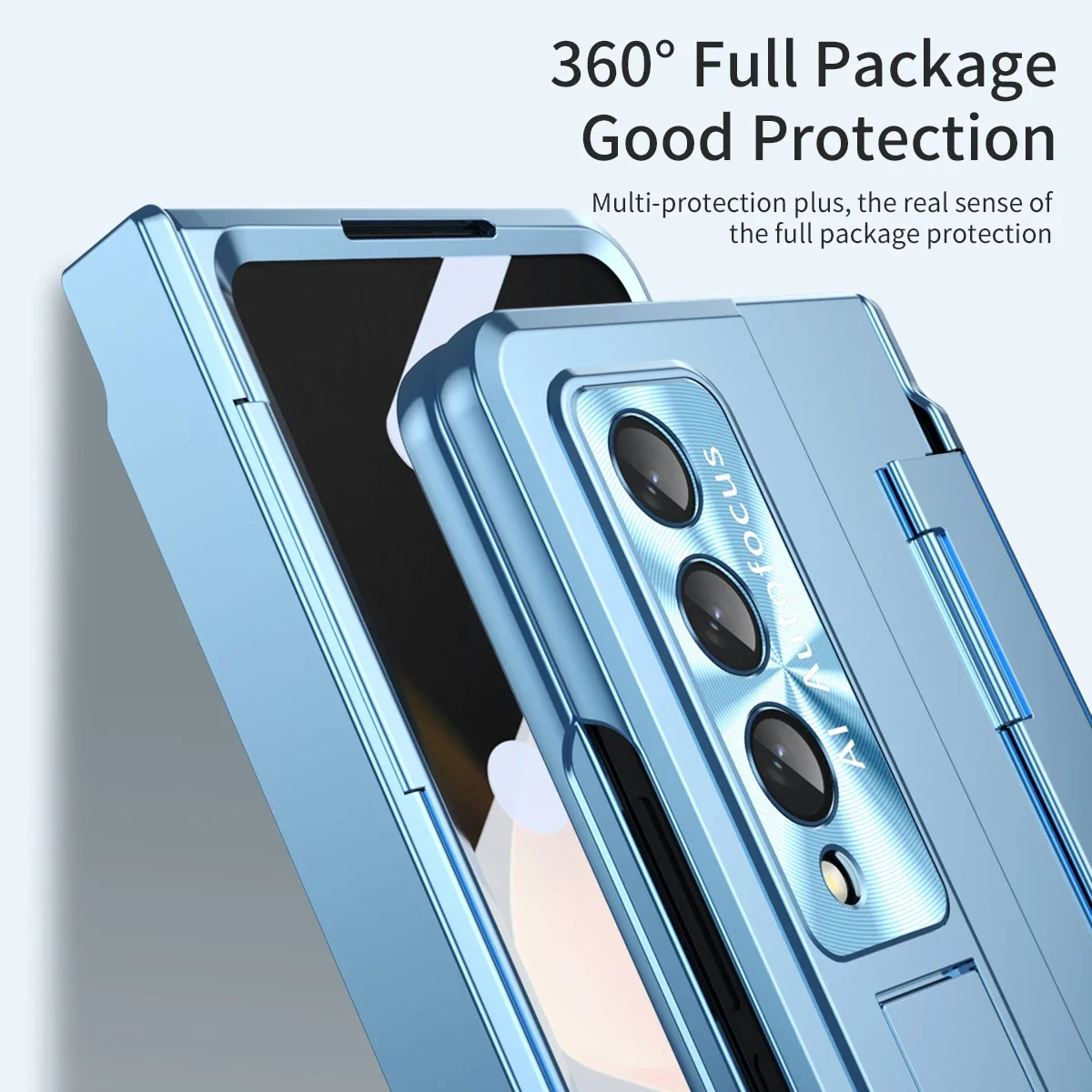 Enhanced Plating Protective Case with Hinge Bracket and Tempered Film Cover – Shockproof Design