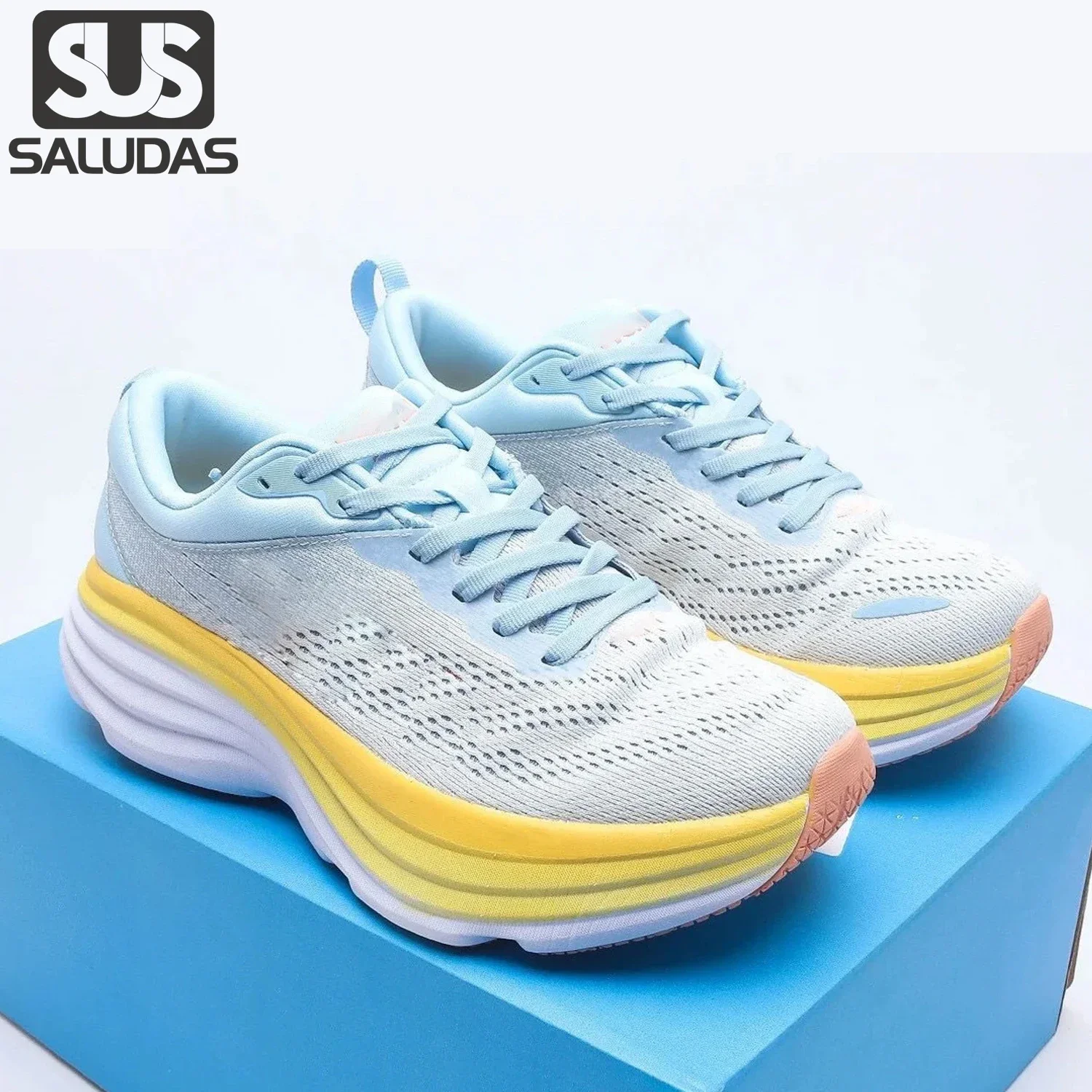 

SALUDAS Original Running Shoes Men and Women Cushioned Road Marathon Shoes Lightweight and Breathable Fitness Jogging Sneakers