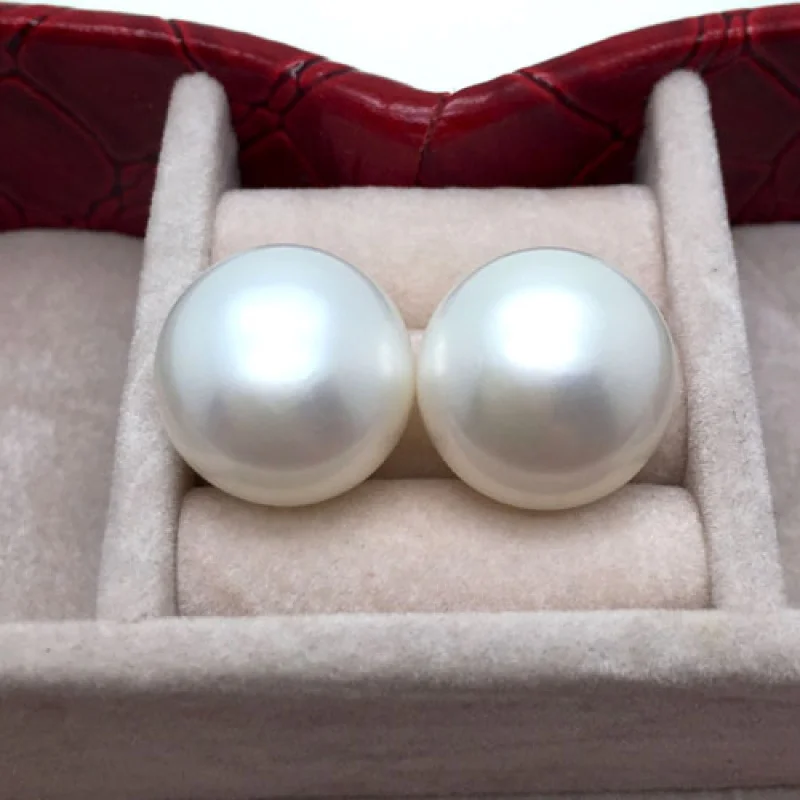 

Super large natural pearl earrings 12~13mm 925 Silver