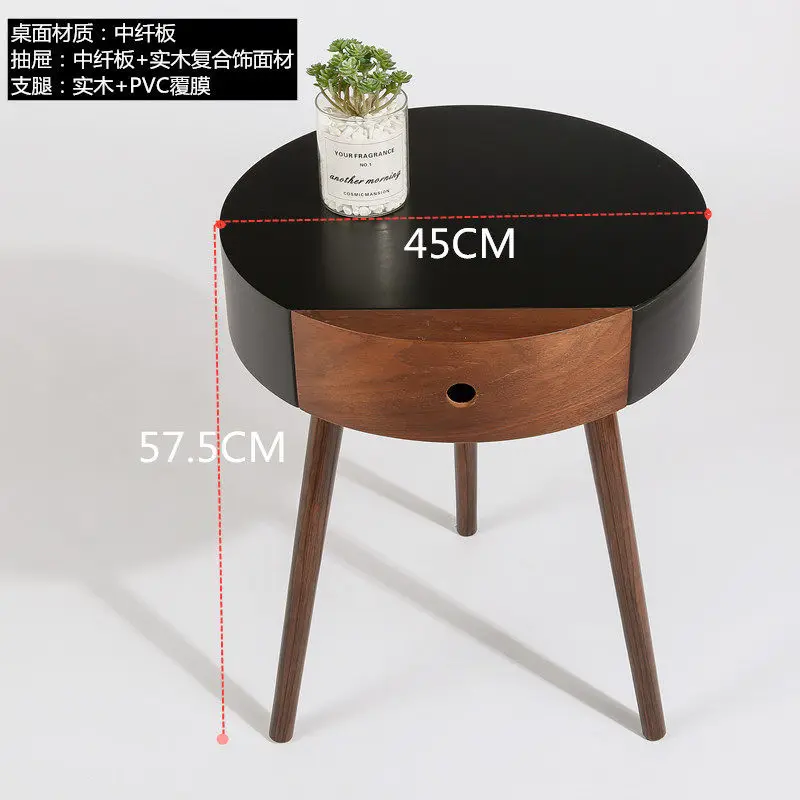 Nordic Style Round Bedroom Bedside Table Living Room with Drawers Coffee Desk Home Furniture INS Balcony Recreational Tea Table