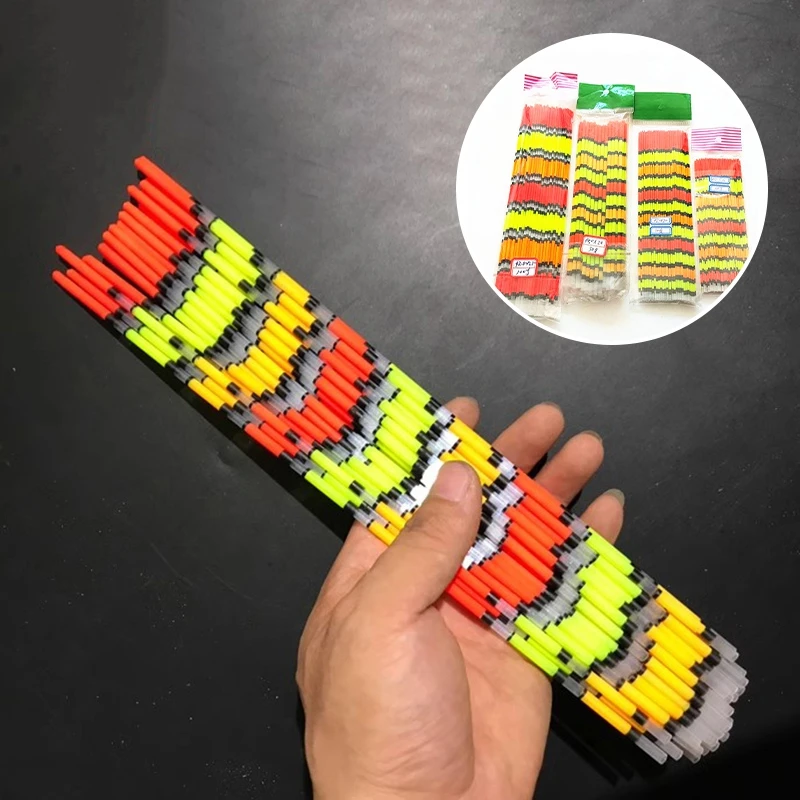 20PCS DIY Fishing Floats Tail Hollow Fishing Buoy Drifting Tail Eye-catching Fishing Float Top Night Fishing Tools Accessories