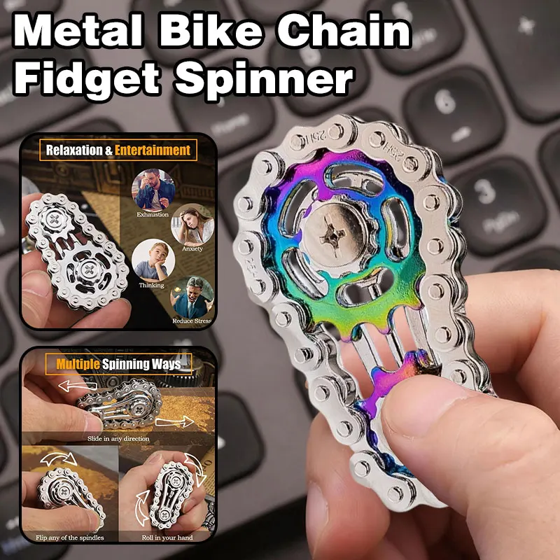 Fidget spinner catena bici metallo giocattolo antistress adulti_voghion.com