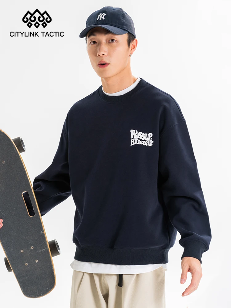 

Wassup Blueo Co Branded Spring Round Neck Sweater