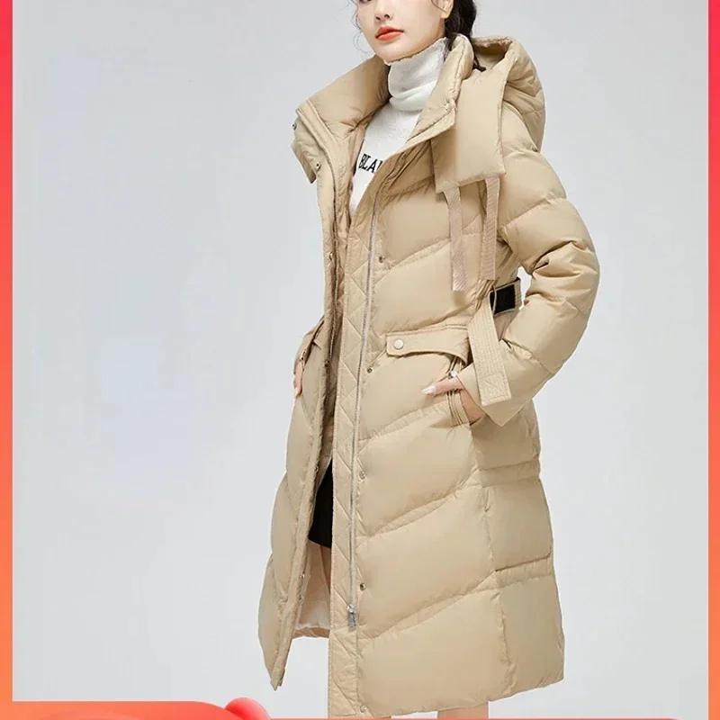 

Winter New 2024 Goose Down Jacket Women's Female Long Knee Fashion Thick Warm Puffer s Women Coats Abrigos Z