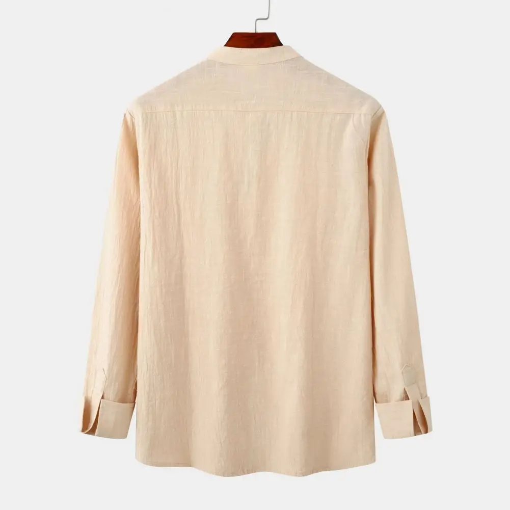 

Men Base Shirt Casual Men Shirt Men's Spring Summer Casual Shirt Collection Stand Collar Long Sleeve Workwear Retro Style O-neck