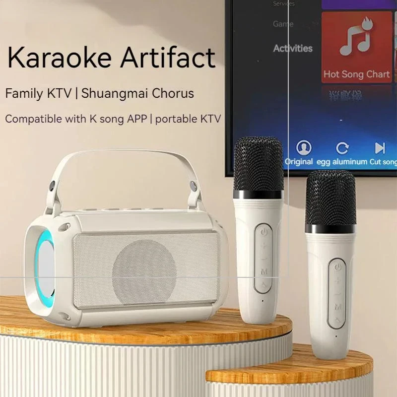 

Home Family Singing Machine Machine Subwoofer Portable Bluetooth PA Dual Microphone Karaoke Speaker System with 1-2 Wireless Mic