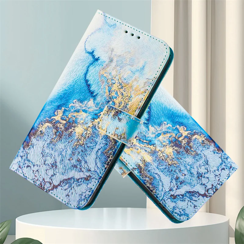 Elegant Marble Design Leather Wallet Flip Cover Case