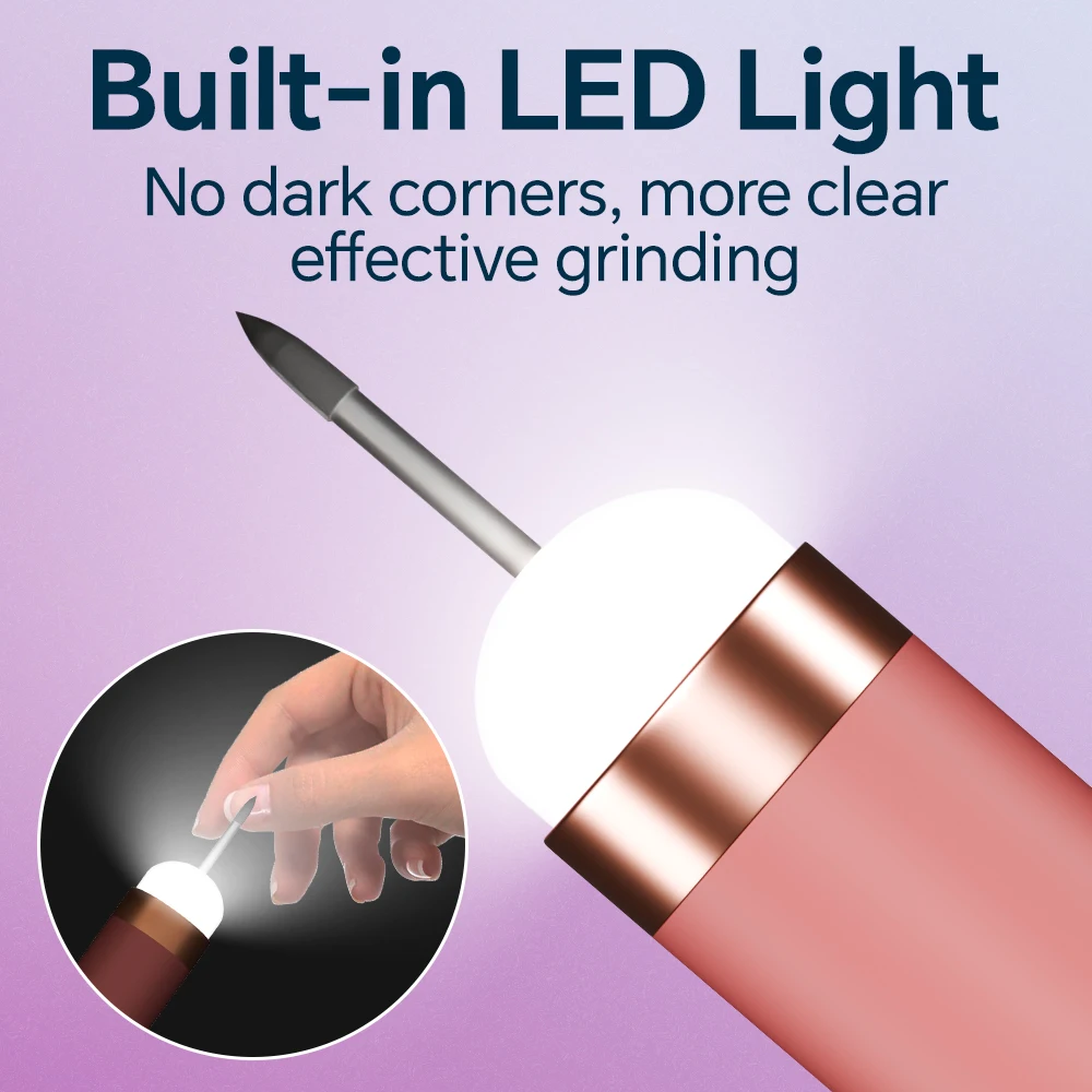 2-In-1 Electric Nail Drill File Set with LED Light, USB Rechargeable Protable Nail Machine Kit for Nail Polishing and Gel Nails