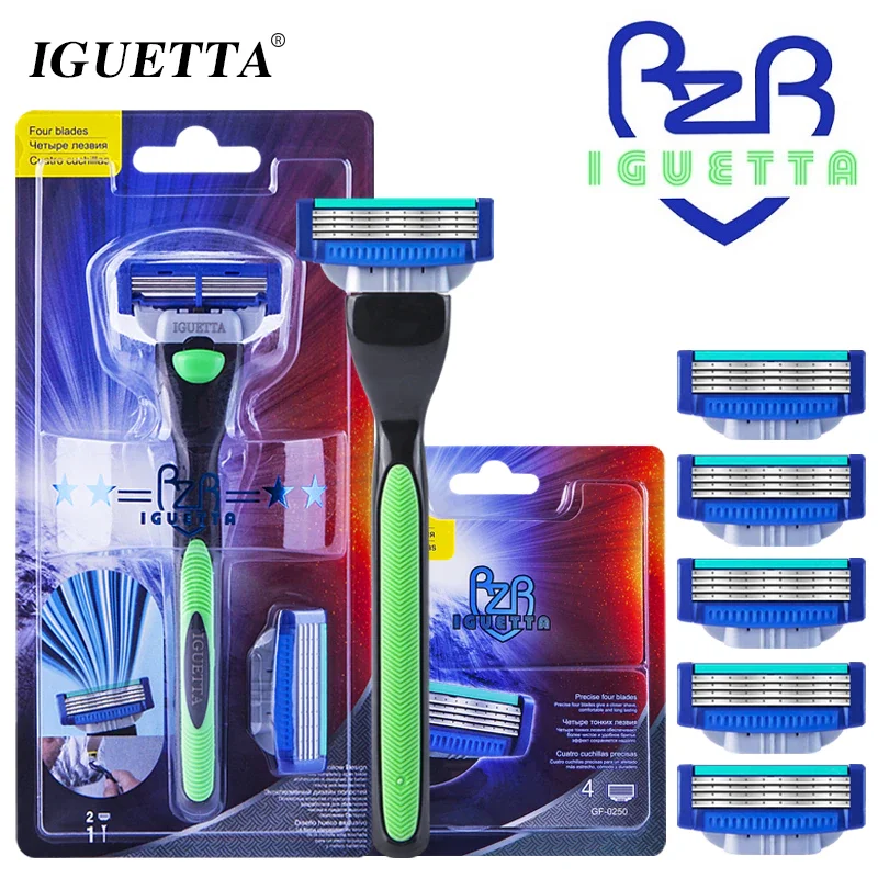 

High Quality Men Safety Razor Blade 4 Layer German Stainless Steel Shaving Blades Compatible Mach 3 Shaver