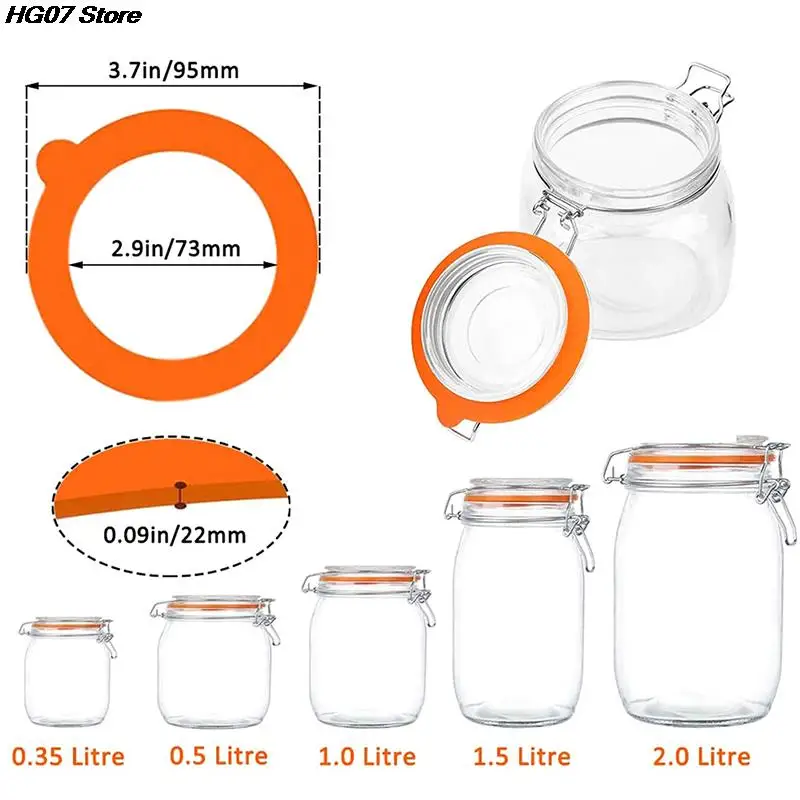 5Pcs Silicone Replacement Gasket Airtight Rubber Seals Rings Leak-Proof Canning Seals Silicone Stretch Lids for Glass Clip Top Jars Storage Containers