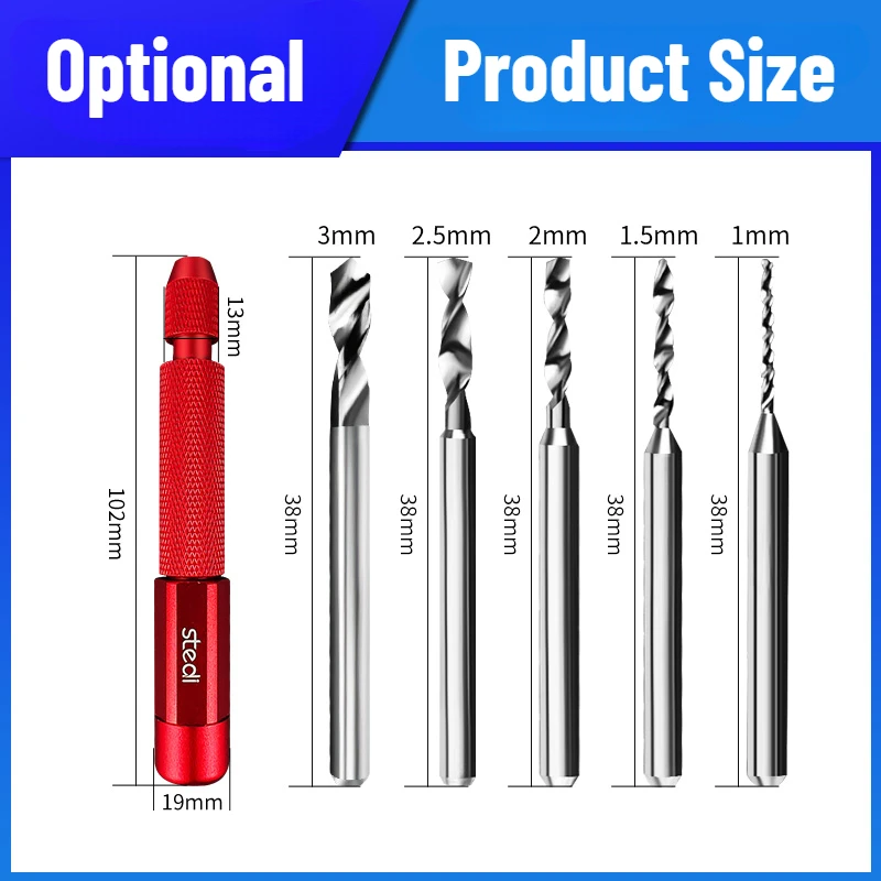 Stedi MS-25/MS-158 Tungsten Steel Hand Drilling / Drill Bits 1mm/1.5mm/2mm/2.5mm/3mm Model Building Assembly Tools
