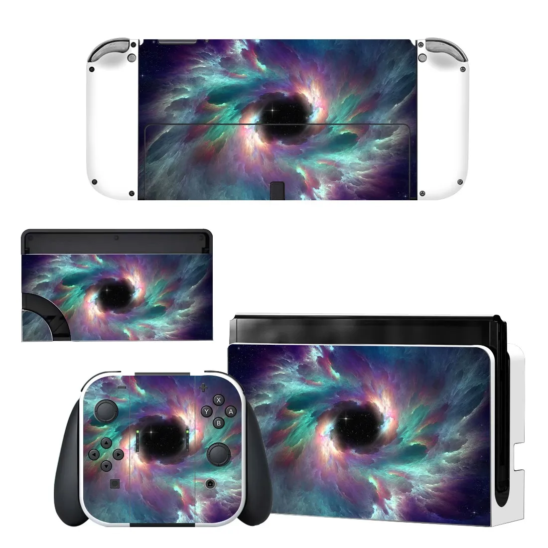 Full Body Protective Cover Skin Art Decals for NS Switch Oled Game Console Controller Decor 1set Starry Colorful Sticker