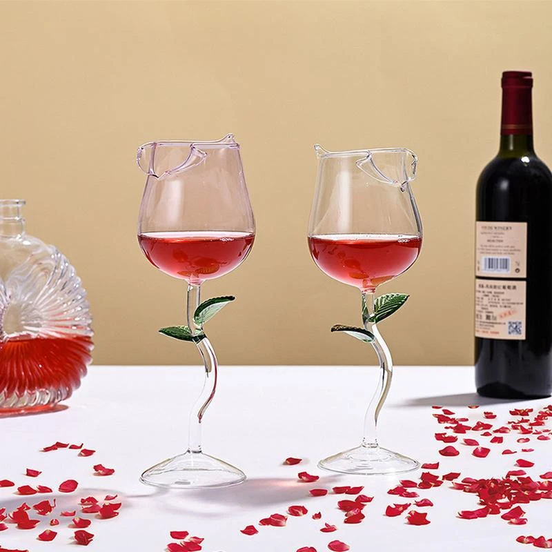 Rose Wine Glass Romantic Cocktail Red Wine Glass 150/400ml Rose Flower