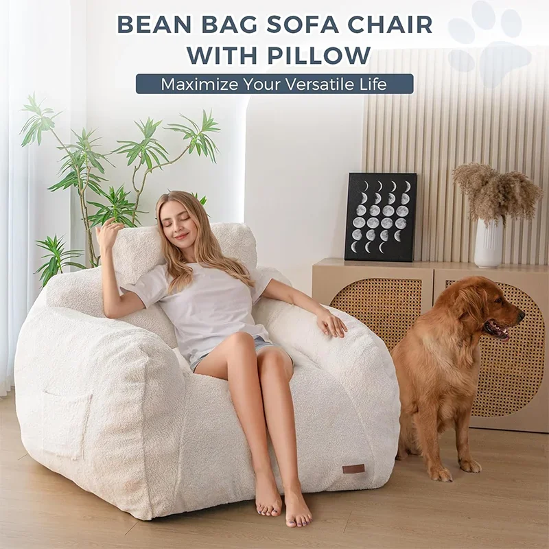 Rremovable cover lazy outdoor sofa single giant bean bag chair with pillow