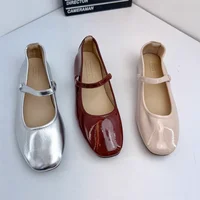 2023 Spring and Autumn New Fashion Retro Shiny Leather Mary Jane Shoes Comfortable Flat Bottom Playful Ballet Women's Shoes 1