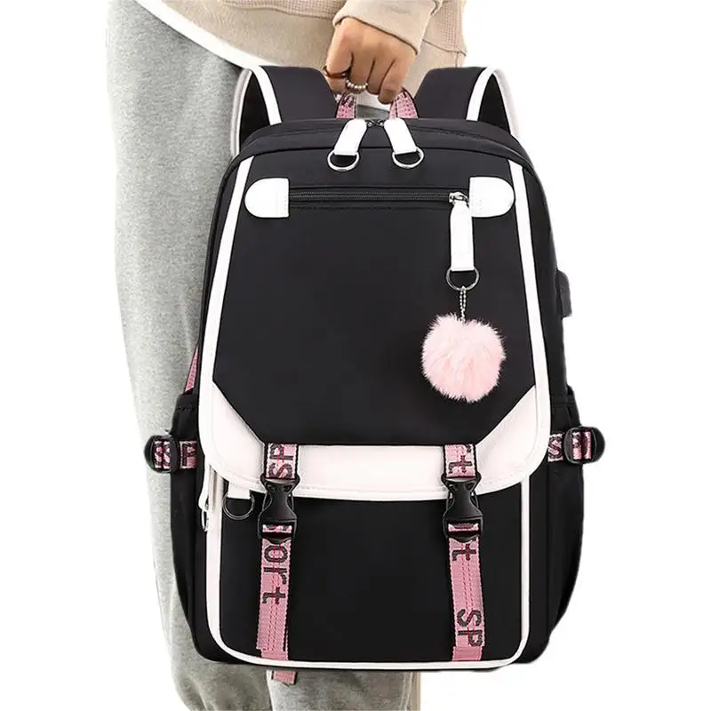 

Laptop Backpack For Girls College Backpack Outdoor Daypack With USB Charge Port 27L Large Capacity Women's Leisure Backpack