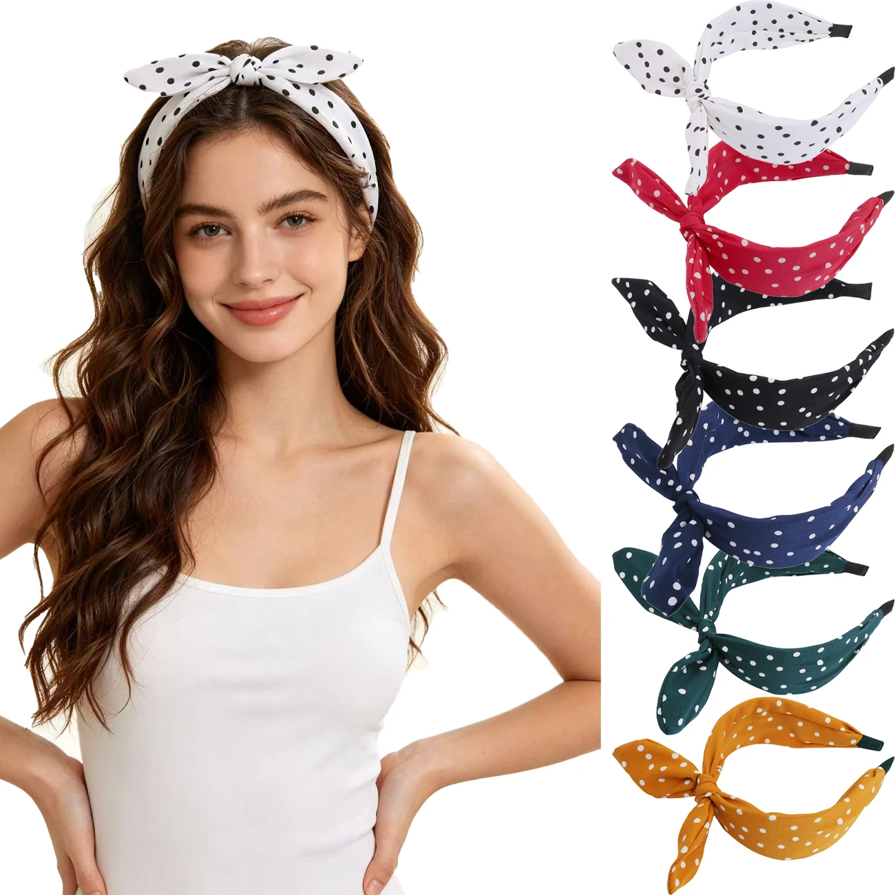 Vintage Polka Dot Bow Headband for Women - Cute and Versatile Daily Wear Hair Accessory