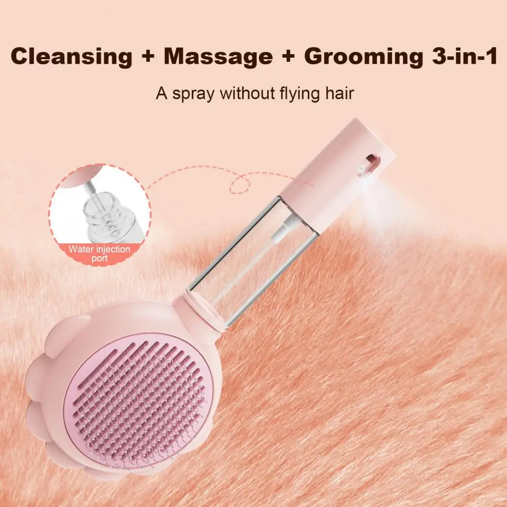 

Massaging Brush 3-in-1 Pet Comb Water Spray Hair Removal Brush for Cats Dogs Cartoon Design Cat Grooming Accessory for Massaging